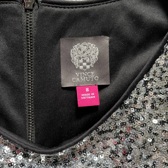 Vince Camuto Silver & Black Sequin Evening Dress Size 8 - Picture 5 of 12